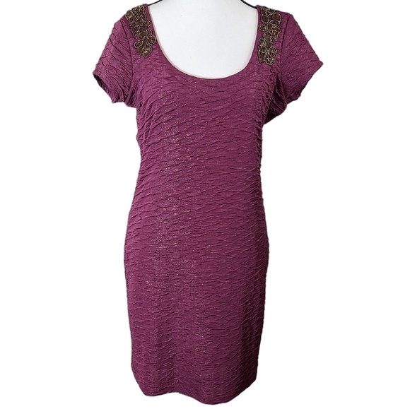 Free People Bringing Sexy Back beaded scoop back shimmer mini dress size Medium - Picture 1 of 9